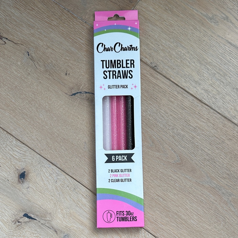 Char Charms | Glitter Tumbler Straws 6 Pack